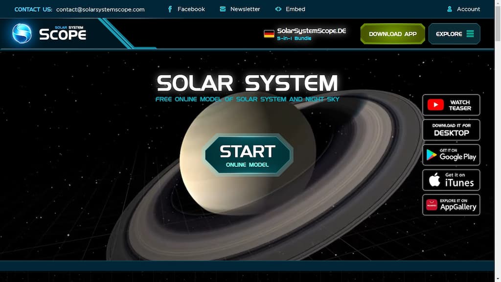 Modelo en 3D del Sistema Solar SolarSystemScope